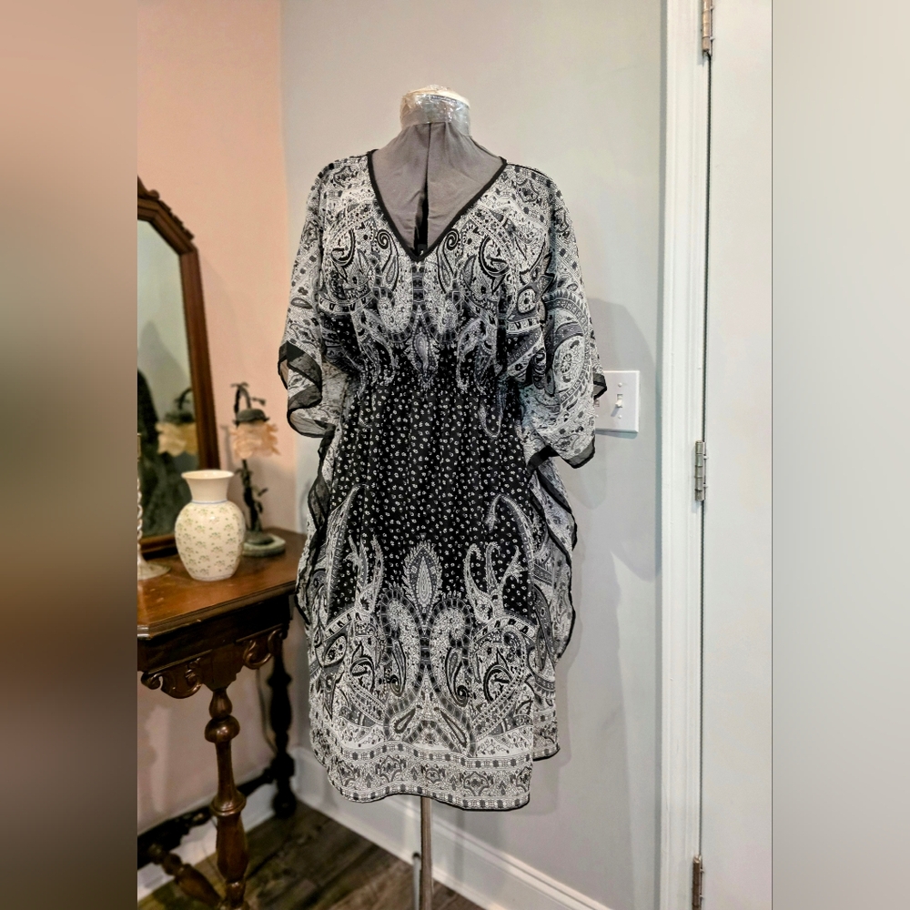 NWT 3X Kaftan Style Knee-Length Dress - Picture 3 of 8